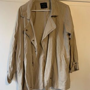 tan short trench coat